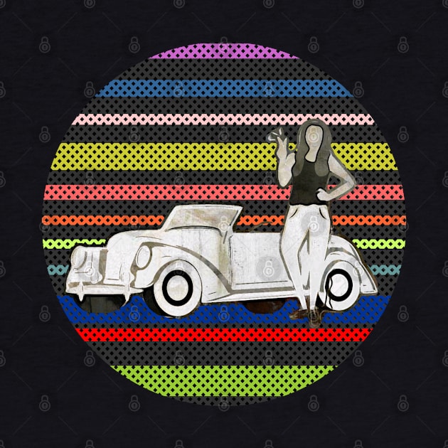 Vintage Car and Girl - Retro Background - Car lover by Yas R